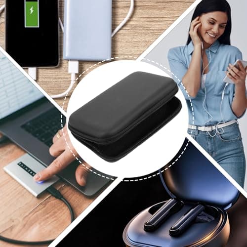 TOPPERFUN Organizer Compact Cable Storage Pouches Bags 2pcs Travel Multi-partition Electronic Eva Material Multiple Pockets and Elastic Bands, for Storing Batteries and Power Adapters Black — view 6