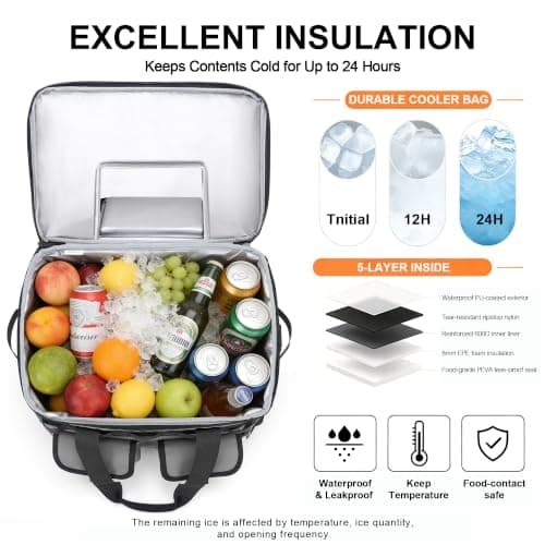 YOUNGOA 40L Cool Bag, Large Insulated Leakproof Foldable Cooler Box — view 3