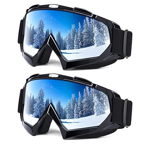 EasYoung Adult Ski Goggles, 2-Pack Snowboard Goggles for Youth, Teens, Men & Women, Wide View Snowmobile Goggles