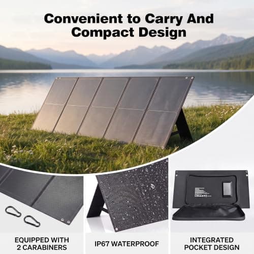 SWAREY 60W Portable Solar Panel, Foldable Monocrystalline Solar Charger with USB-A, 30W USB-C, 18V DC Output, 4-in-1 Connector for Power Station Phones Power Banks Tablets — view 4