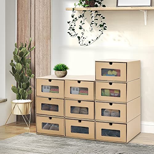 10PCS Cardboard Shoe Box Stackable Storage Box Visual Multi-Purpose Storage Box for Home Office Organization and Storage — view 6