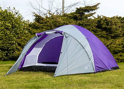 Adtrek Double Skin Dome 4 Man Berth Camping Festival Family Tent (Purple/Grey) — view 3