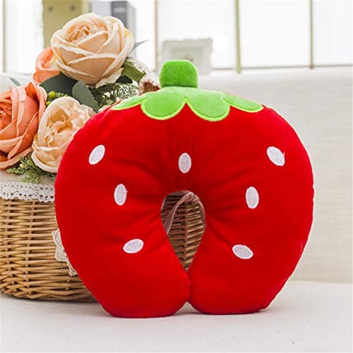 Maibar Traveling Pillow U-Shaped Neck Pillow Animal Warm Comfortable Travel Pillow For Airplanes Car Train (Strawberry) — view 4