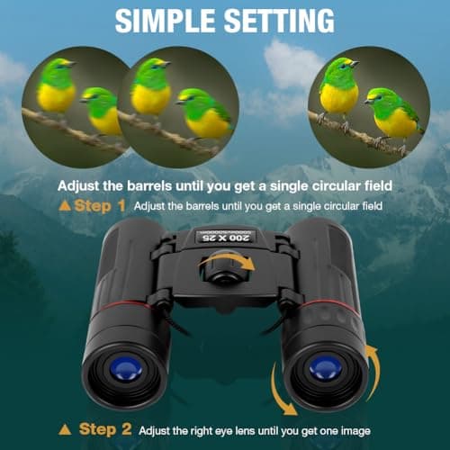 OFFCUP 200x25 Compact Binoculars for Adults and Kids, Mini Pocket Binocular — view 3
