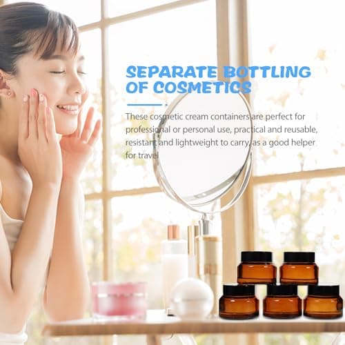 NUOBESTY 5pcs Cosmetic Jars Refillable Travel Containers 15g Brown Glass and Pp with Lids for Storing Cosmetic Items, Christmas and New Year Random Color — view 4