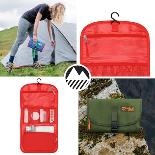 Lakeland Active Eskdale Fold Out Hanging Travel Toiletry Bag for Men & Women - Red — view 5