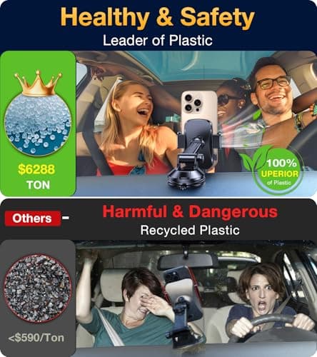 Romuto Car Phone Holder Mount【Strong Suction】Mobile Phone Holder for Cars Phone Mount for Car Vent/Windscreen/Dashboard Desktop Stand Phone Holder Van Car Accessories for Women Men for iPhone Samsung — view 3