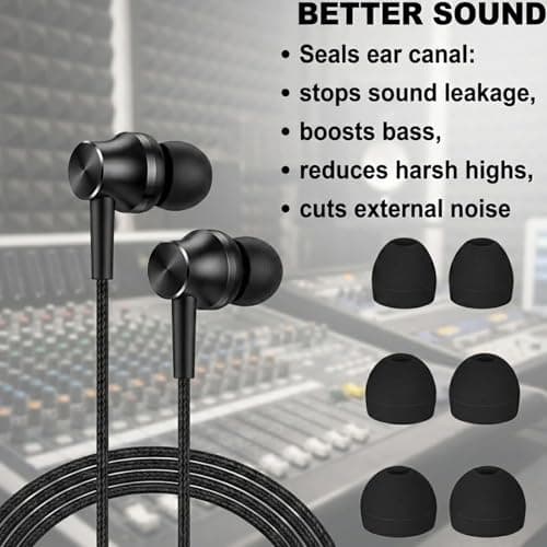 9 Pairs Replacement Earbud Tips, Silicone Ear Tips for In-Ear Headphones, Ear Bud Replacement Tips S/M/L, Noise Isolating Earphone Buds, Black — view 2