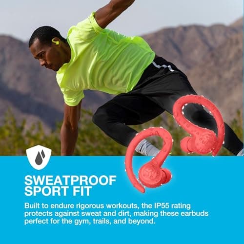 JLab Go Air Sport+ Running Headphones - Bluetooth Earbuds, Coral — view 3