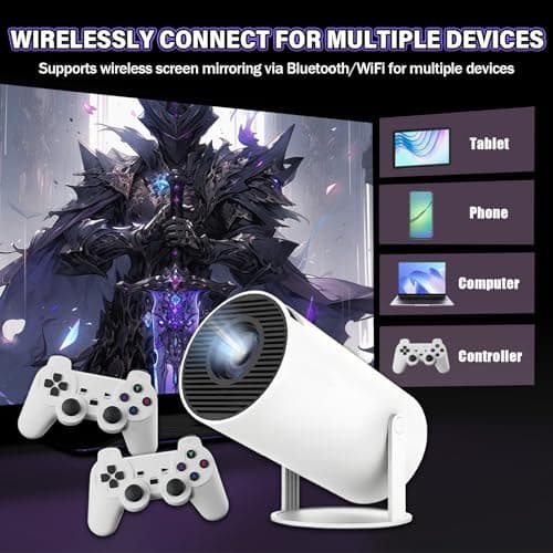 M300 MAX Portable Movie Projector with WIFI and Bluetooth, Wireless Projector with built in 36000+ Game 14 Emulator, 130 Lumen, 1024 * 600P, Android 11 Game Console for Outdoor, Home Theater(Red Box) — view 3