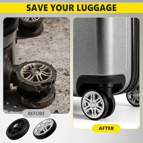 8 Pack 60mm Luggage Wheels Replacement Kit for Suitcase Caster Repair, Silver-8Pcs, Suitcase & Luggage — view 6