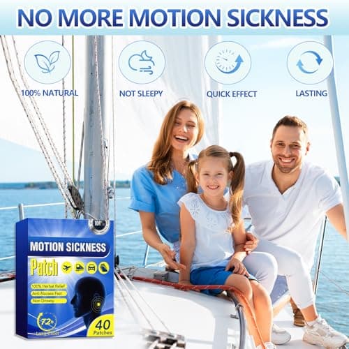 40 Motion Sickness Patches - Non-Drowsy Nausea Relief for Car and Boat — view 4