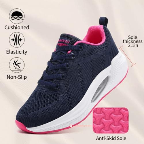 Womens Walking Trainers Orthopedic Walking Shoes Air Cushion Lightweight Walking Shoes Breathable Running Sneakers Rocker Sole Shoes Non Slip Sports Shoes Womens Gym Training Shoes — view 3