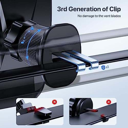 miracase 2nd Generation Car Phone Holder, Air Vent Phone Holder for Cars 360° Rotation, Universal Mobile Phone Mount Automobile Cradles for Vent Van iPhone 17 16 15 14 Pro Max 13 12 11 Samsung — view 2