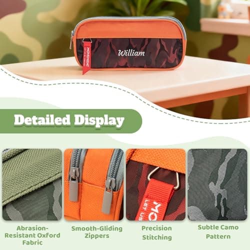 Personalized Pencil Case, Custom Pencil Pouch, Camouflage, Black — view 5