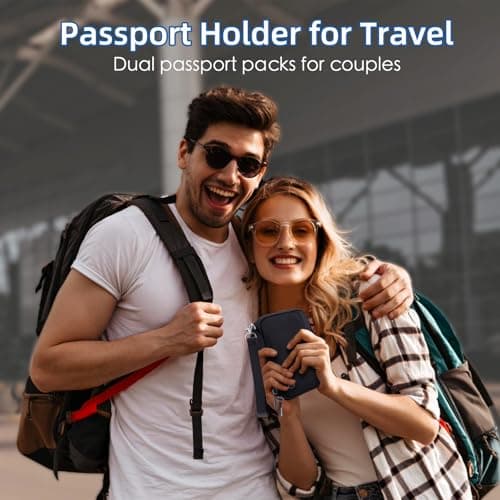 WALNEW Passport Holder for Travel - RFID Blocking Travel Wallet Essentials Organizer with Card Slots & Zipper Pocket (Women/Men), Black — view 6