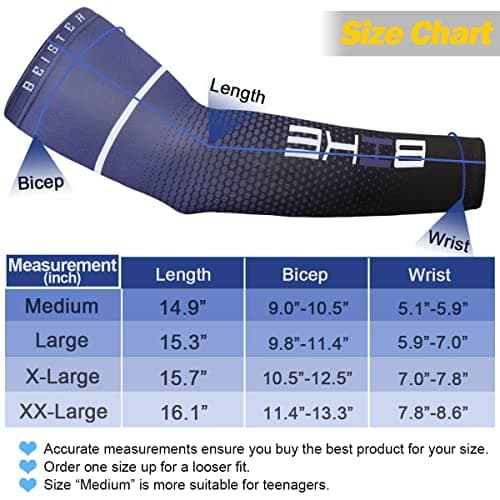 beister UV Sun Protection Cooling Compression Sleeves Arm Sleeves Men Women Sports (X-Large, Blue) — view 2
