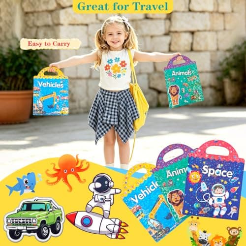 3Pcs Reusable Sticker Books for Toddlers Travel Toys with 3D Puffy Stickers — view 5