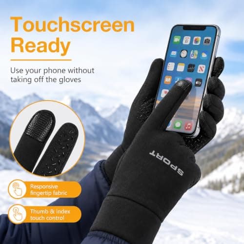 JRTEAY Cycling Gloves, Winter Thermal Gloves, Thermal Cycling Glovees for Men Women, Waterproof Touchscreen Winter Glovess, Windproof Full Finger Ski Running Driving Glovess — view 3