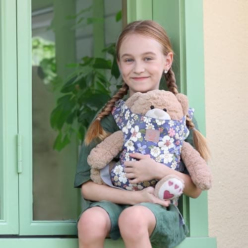GAGAKU Baby Doll Carrier Front and Back Carrier for Dolls, Cotton Stuffed Animal Doll Accessories, Doll Carriers with Adjustable Straps for Little Girls - Blue Flower — view 5