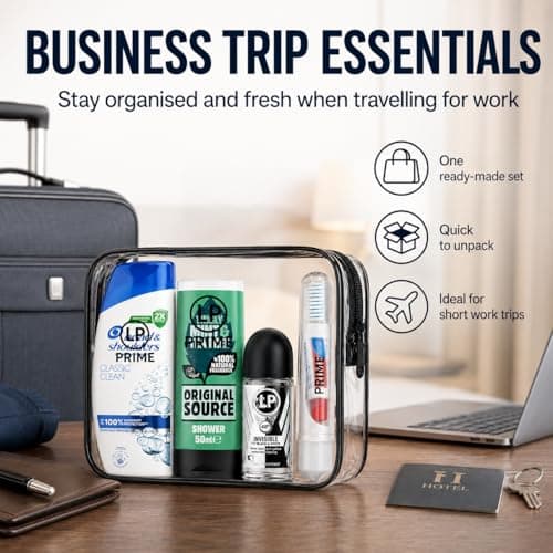 Men's Travel Toiletries Kit, 6-Piece Mini Toiletries with Clear Bag — view 6