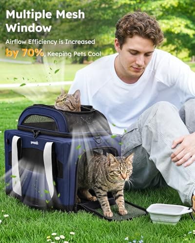pecute Cat Carrier Top Expandable, Extra Stable Cat Carrier Bag, Blue — view 6