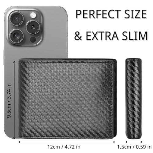 LUFFLOK Wallets Slim Carbon Fiber Leather Card Minimalist Wallet — view 2