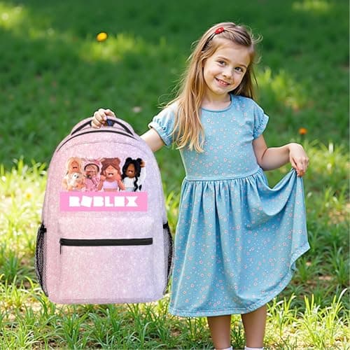 Elie&Eason Roblx Backpack, Roblx Rucksack,Large capacity pink cartoon bag — view 4