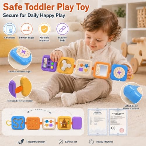 Kdoliti Busy Board for 1 Year Old,Activity Cube Plane Toy for 1 2 Year Old,Montessori Toy for 1 2 3 Year Old,Toddler Travel Toy,Toddler Plane Activity,Montessori Busy Board,Baby Toy for Girl Boy Gift — view 5