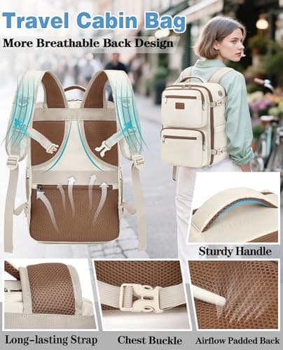 LYNXCHER Ryanair Cabin Bags 40x30x20 Underseat 24L Laptop Carry On Backpack for Travel Work Fits easyJet Eurowings Wizz Air(Light Khaki, XM) — view 5