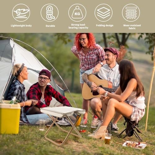 XUEQI Portable Folding Stool - Lightweight Mini Seat for Travel, Hiking, Garden, Fishing, Cricket, Beach with Storage Bag (Black) — view 5