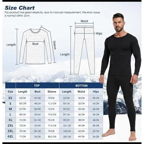 Mens Thermal Underwear Set Top and Bottoms 0.45 Tog Long Johns Brushed Base Layer Long Sleeve Thermal T Shirt & Trousers Winter Warm Camping Ski Pant Legging (Mens Thermal Set Grey XL) — view 5