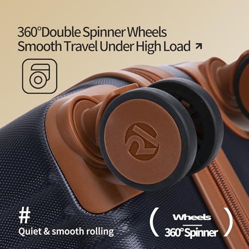 Rocklands London Suitcase Large 28 Inch Hard Shell Lightweight Checked Luggage with 360° Rubber Spinner Wheels Durable Travel Case Telescopic Handle, TSA Lock, Navy — view 4