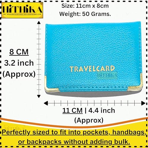 HITHIKA - New Leather Oyster Travel Card Bus Pass Holder Wallet Rail Card Cover CASE (Light Blue) — view 2