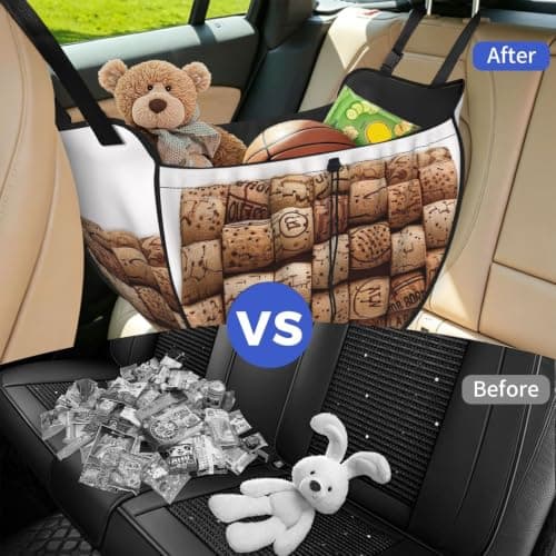 Car Back Seat Organizer Bag Adjustable Straps and Drawstring Closure — view 6