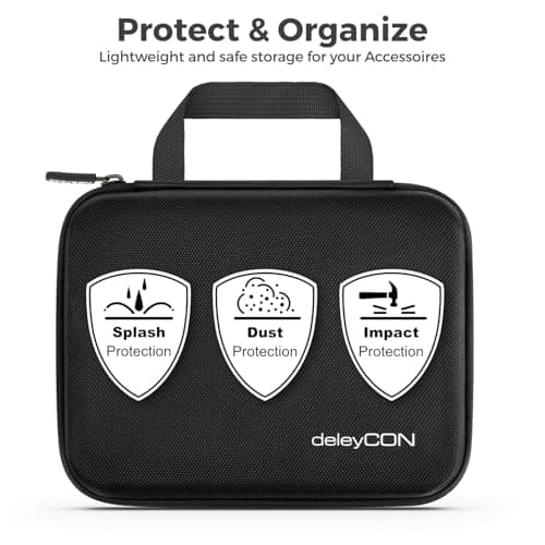 deleyCON Travel Accessories Organiser Bag Felt Large - Hard Case with Dividers - for Electronics, Charger, Power Supply, Cable, Car, Travel Accessories, Hair Clipper, Camera, Tools - Black — view 6