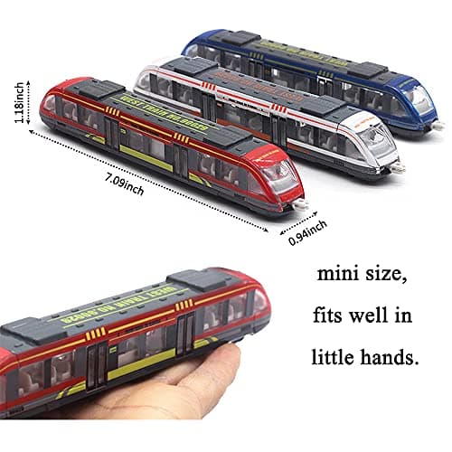 OTONOPI Toy Train Set High Speed Locomotive Engine Die Cast Model Car Sliding Linked Subway Bullet Train Set for Kids Pack of 3 — view 3