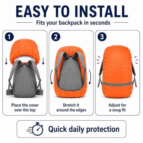 RubyTint Orange XS 8-17 L Waterproof Rucksack Rain Cover, Reflective Strip — view 6