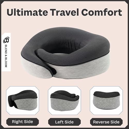 Blend & Bloom Travel Pillow for Airplane, Light Grey — view 4