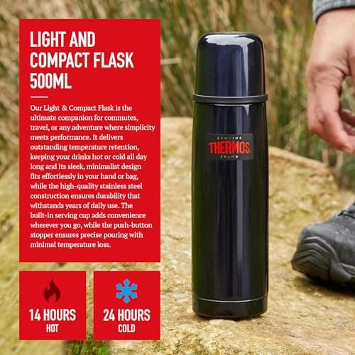 Thermos Light & Compact Blue Drinks Flask (500ml) 14h Hot | 24h Cold — view 2