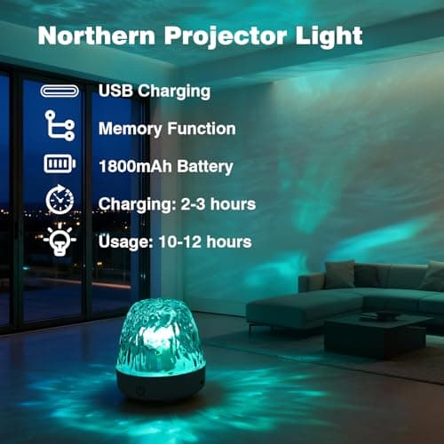 Wixwarmi Galaxy Projector Night Light, 16 Colors Brightness Dimmable Rechargeable Ocean Lights Projectors, Sensory Lights with Remote Control, Ocean Wave Projector for Bedroom/Party/Game Room — view 4