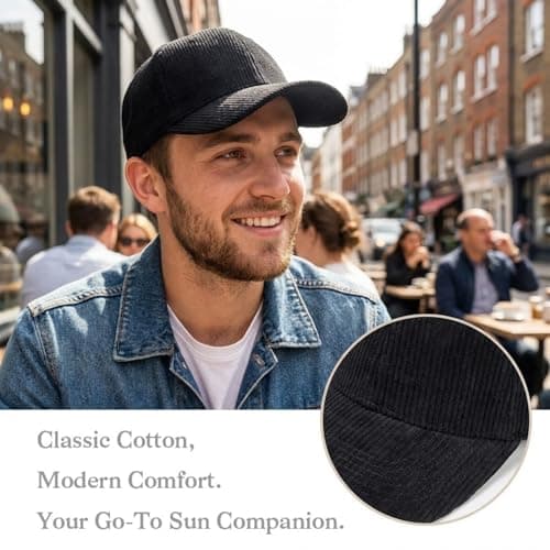 howkuhat Unisex Cotton Baseball Cap Sports Sun Hat Winter Warm Wide Brim Adjustable Outdoor Travel Cap(UK, Alpha, One Size, Black) — view 4