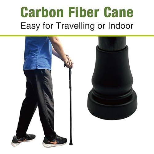 Carbon Fibre 4-Part Folding Adjustable Walking Stick Cane for Men, Ladies and Women with Soft Grip Handle - 33.5” to 37.5” Lightweight — view 3