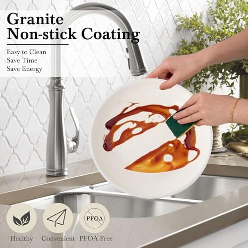 RIOVARM Induction Pots and Pans Set with Lids Non Stick Cookware Set with Detachable Handles Granite Coated Pot & Pan Sets with Removable Handles Stackable Kitchen Cookware Camping Pan Set PFOA Free — view 5