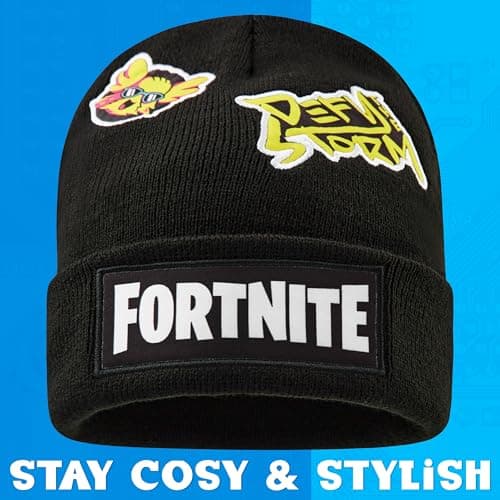 Fortnite Beanie Hat for Boys & Teens, Warm Knitted Winter Hat, Winter Accessories for School Travel Days Out, Gifts for Gamers (6-14 Years, Black) — view 5