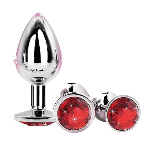 3pcs Rhinestone Inlaid Metal Training Set, Multi‑Size Portable Kit (Red) — view 2