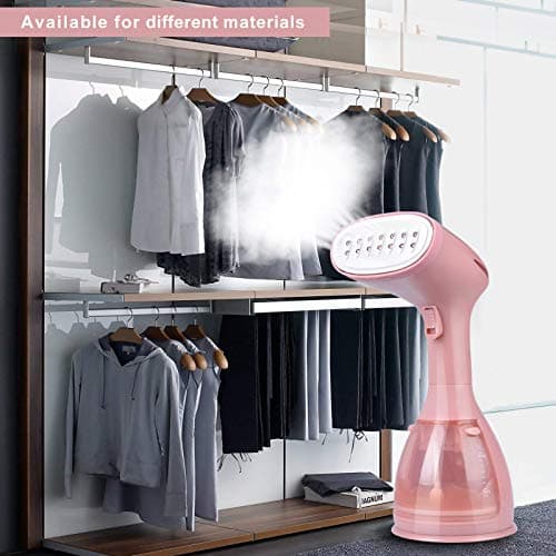 Cadrim Clothes Steamer, Handheld Garment Steamer 1500W 280ml Travel Steam Vertical Strong Steam Iron Auto Cut-Off Powerful For Home, Office & Travel (Pink) — view 2