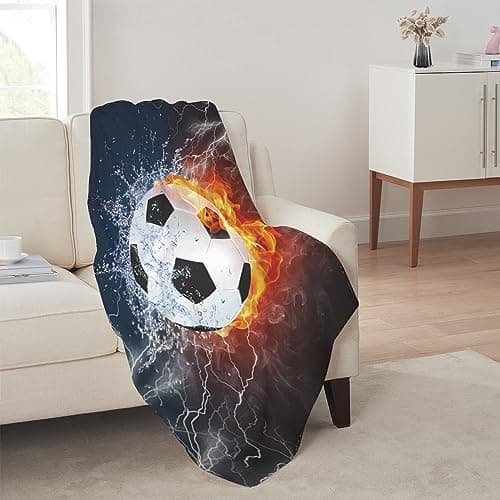 Newhomestyle Football Sports Throw Blanket for Boy & Teens,Soft Lightweight Warm Soccer Flannel Blankets, Cozy All Season Bedding for Bed Couch Bedroom Sofa, 100X125 cm — view 5