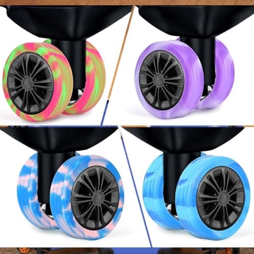 8pcs Luggage Wheel Covers, Portable Silicone Luggage Wheel Protector Covers Noise-Proof Luggage Spinner Wheel Covers for Most 8 Caster Luggage (Blue + Light Blue) — view 3