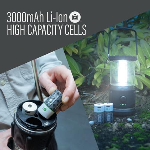 Lighthouse C Type USB-C Rechargeable Batteries Pack of 2 – 3000mAh Li-Ion 1.5V Battery Twin Pack with Fast 2.5h Charge, Up to 1200 Charge Cycles & Included Dual USB-A to USB-C Charging Cable — view 2